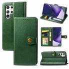 For Samsung Galaxy S22 Ultra 5G Solid Color Leather Buckle Phone Case(Green) - 1