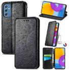 For Samsung Galaxy M52 5G Blooming Mandala Embossed Magnetic Horizontal Flip Leather Case with Holder & Card Slots & Wallet(Black) - 1