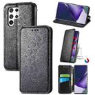 For Samsung Galaxy S22 Ultra 5G Blooming Mandala Embossed Magnetic Horizontal Flip Leather Case with Holder & Card Slots & Wallet(Black) - 1
