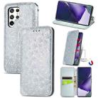 For Samsung Galaxy S22 Ultra 5G Blooming Mandala Embossed Magnetic Horizontal Flip Leather Case with Holder & Card Slots & Wallet(Silver) - 1