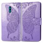 Butterfly Love Flowers Embossing Horizontal Flip Leather Case for OPPO Reno, with Holder & Card Slots & Wallet & Lanyard(Light Purple) - 1