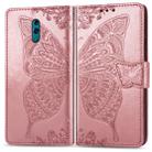 Butterfly Love Flowers Embossing Horizontal Flip Leather Case for OPPO Reno, with Holder & Card Slots & Wallet & Lanyard(Rose gold) - 1