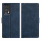 For Motorola Edge 20 Pro 5G Dual-side Magnetic Buckle Horizontal Flip Phone Leather Case with Holder & Card Slots & Wallet(Dark Blue) - 1