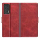 For Motorola Edge 20 Pro 5G Dual-side Magnetic Buckle Horizontal Flip Phone Leather Case with Holder & Card Slots & Wallet(Red) - 1