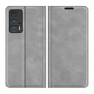 For Motorola Edge 20 Pro Retro-skin Business Magnetic Suction Phone Leather Case with Holder & Card Slots & Wallet(Grey) - 1