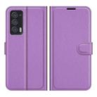 For Motorola Edge 2021 Litchi Texture Horizontal Flip Phone Protective Case with Holder & Card Slots & Wallet(Purple) - 1