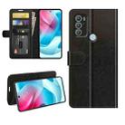 For Motorola Moto G60S R64 Texture Single Horizontal Flip Phone Protective Case with Holder & Card Slots & Wallet& Photo Frame(Black) - 1