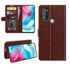 For Motorola Moto G60S R64 Texture Single Horizontal Flip Phone Protective Case with Holder & Card Slots & Wallet& Photo Frame(Brown) - 1