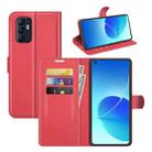 Litchi Texture Leather Phone Case For OPPO Reno6 4G Red) - 1