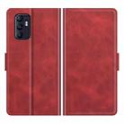 For OPPO Reno6 4G Dual-side Magnetic Buckle Horizontal Flip Leather Case with Holder & Card Slots & Wallet(Red) - 1