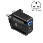 PD25W USB-C / Type-C + QC3.0 USB Dual Ports Fast Charger, UK Plug(Black) - 1