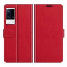 For vivo iQOO 8 Pro R64 Texture Single Horizontal Flip Protective Case with Holder & Card Slots & Wallet& Photo Frame(Red) - 1