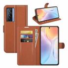 Litchi Texture Leather Phone Case For vivo X70(Brown) - 1