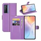 Litchi Texture Leather Phone Case For vivo X70(Purple) - 1