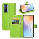 Litchi Texture Leather Phone Case For vivo X70(Green) - 1