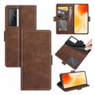 For vivo X70 Pro Dual-side Magnetic Buckle Flip Leather Phone Case(Brown) - 1