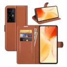 Litchi Texture Leather Phone Case For vivo X70 Pro+(Brown) - 1