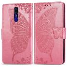 Butterfly Love Flowers Embossing Horizontal Flip Leather Case for OPPO F11, with Holder & Card Slots & Wallet & Lanyard(Pink) - 1