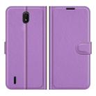 For Nokia C01 Plus Litchi Texture Horizontal Flip Protective Case with Holder & Card Slots & Wallet(Purple) - 1