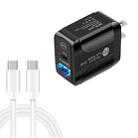 PD25W USB-C / Type-C + QC3.0 USB Dual Ports Fast Charger with USB-C to USB-C Data Cable, US Plug(Black) - 1