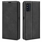 For Samsung Galaxy F52 5G Retro-skin Magnetic Suction Leather Case with Holder & Card Slots & Wallet(Black) - 1