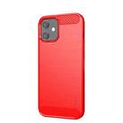 For iPhone 12 mini MOF Gentleness Series Brushed Texture Carbon Fiber Soft TPU Case (Red) - 1