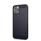 For iPhone 12 / 12 Pro MOF Gentleness Series Brushed Texture Carbon Fiber Soft TPU Case(Blue) - 1