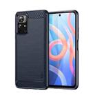 For Xiaomi Redmi Note11 / Poco M4 Pro 5G MOFI Gentleness Series Brushed Texture Carbon Fiber Soft TPU Phone Case(Blue) - 1