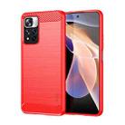 For Xiaomi Redmi Note11 Pro / Note 11 Pro+ MOFI Gentleness Series Brushed Texture Carbon Fiber Soft TPU Phone Case(Red) - 1