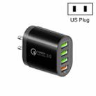 QC-04 QC3.0 + 3 x USB 2.0 Multi-ports Charger for Mobile Phone Tablet, US Plug(Black) - 1