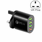 QC-04 QC3.0 + 3 x USB 2.0 Multi-ports Charger for Mobile Phone Tablet, UK Plug(Black) - 1