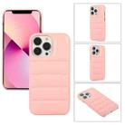 For iPhone 13 Thick Down Jacket Soft PU Phone Case (Pink) - 1