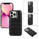 Thick Down Jacket Soft PU Phone Case For iPhone 13 Pro (Black) - 1