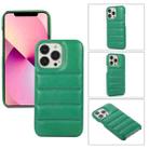Thick Down Jacket Soft PU Phone Case For iPhone 13 Pro (Dark Green) - 1