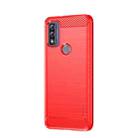 For Motorola Moto G Pure 2021 MOFI Gentleness Series Brushed Texture Carbon Fiber Soft TPU Case(Red) - 1