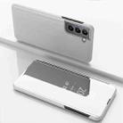 For Samsung Galaxy S22 5G Plated Mirror Horizontal Flip Leather Case with Holder(Silver) - 1