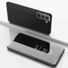 For Samsung Galaxy S22 Plus 5G Plated Mirror Horizontal Flip Leather Case with Holder(Black) - 1