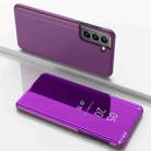 For Samsung Galaxy S22 Plus 5G Plated Mirror Horizontal Flip Leather Case with Holder(Purple) - 1