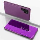 For Samsung Galaxy S22 Ultra 5G Plated Mirror Horizontal Flip Leather Case with Holder(Purple) - 1