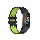 For Fitbit Charge 5 Double Color Metal Buckle Hole Silicone Watch Band(Black Green) - 1