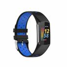 For Fitbit Charge 5 Double Color Metal Buckle Hole Silicone Watch Band(Black Blue) - 1