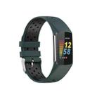 For Fitbit Charge 5 Double Color Metal Buckle Hole Silicone Watch Band(Green Black) - 1
