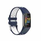 For Fitbit Charge 5 Double Color Metal Buckle Hole Silicone Watch Band(Blue White) - 1
