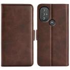 For Motorola Moto G Power 2022 Dual-side Magnetic Buckle Horizontal Flip Leather Case with Holder & Card Slots & Wallet(Brown) - 1