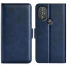 For Motorola Moto G Power 2022 Dual-side Magnetic Buckle Horizontal Flip Leather Case with Holder & Card Slots & Wallet(Dark Blue) - 1