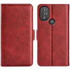 For Motorola Moto G Power 2022 Dual-side Magnetic Buckle Horizontal Flip Leather Case with Holder & Card Slots & Wallet(Red) - 1