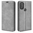 For Motorola Moto G Power 2022 Retro-skin Magnetic Suction Phone Leather Case with Holder & Card Slots & Wallet(Grey) - 1