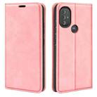 For Motorola Moto G Power 2022 Retro-skin Magnetic Suction Phone Leather Case with Holder & Card Slots & Wallet(Pink) - 1