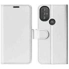 For Motorola Moto G Power 2022 R64 Texture Single Horizontal Flip Phone Protective Case with Holder & Card Slots & Wallet& Photo Frame(White) - 1