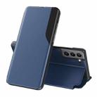 For Samsung Galaxy S22 5G Side Display  Shockproof Horizontal Flip Leather Case with Holder(Blue) - 1
